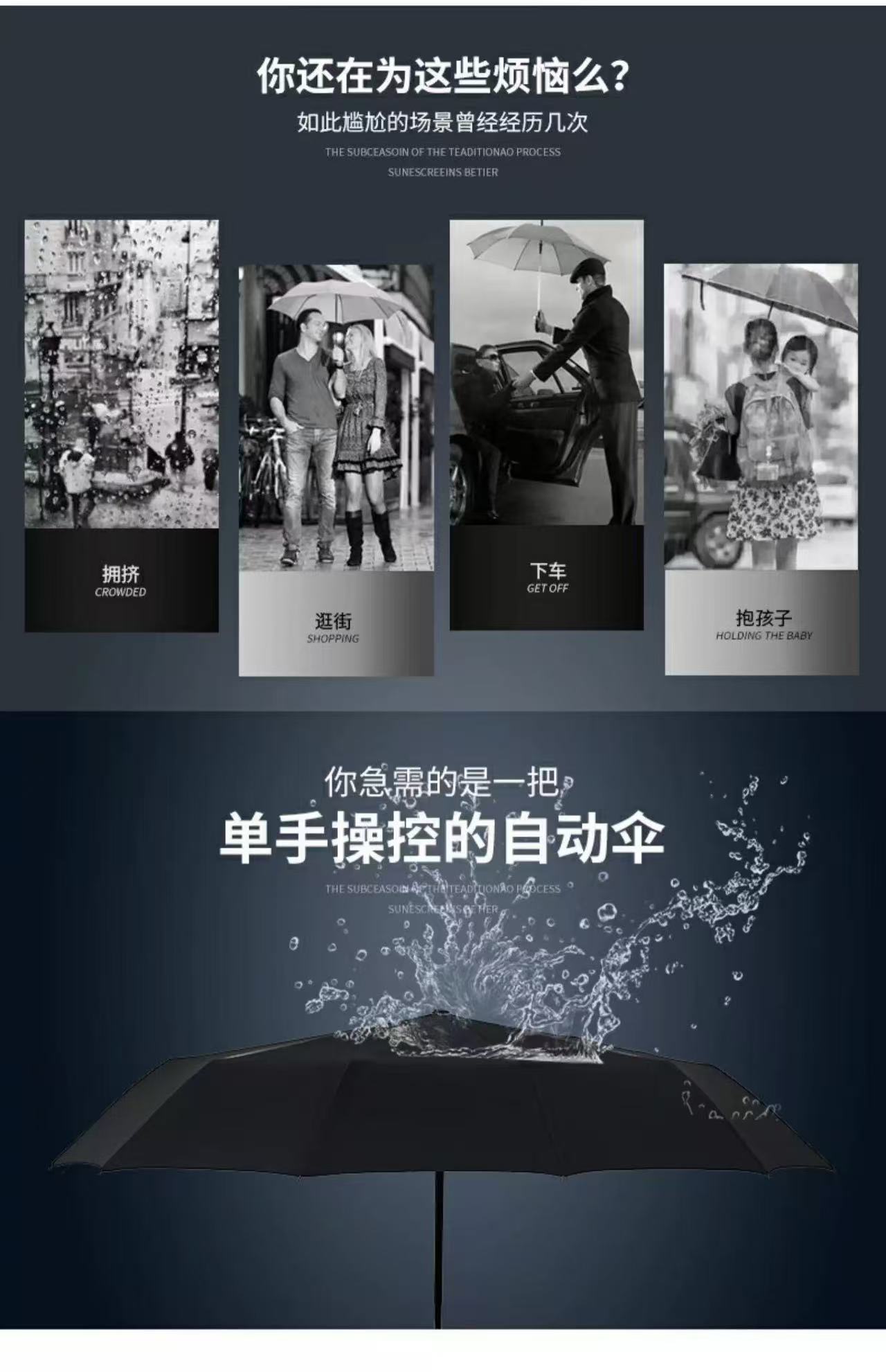自动雨伞男女折叠太阳伞 图2